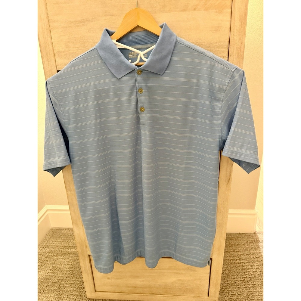 Nike Golf Tour Performance Dri-FIT Polo Shirt Men's Large Blue Striped casual